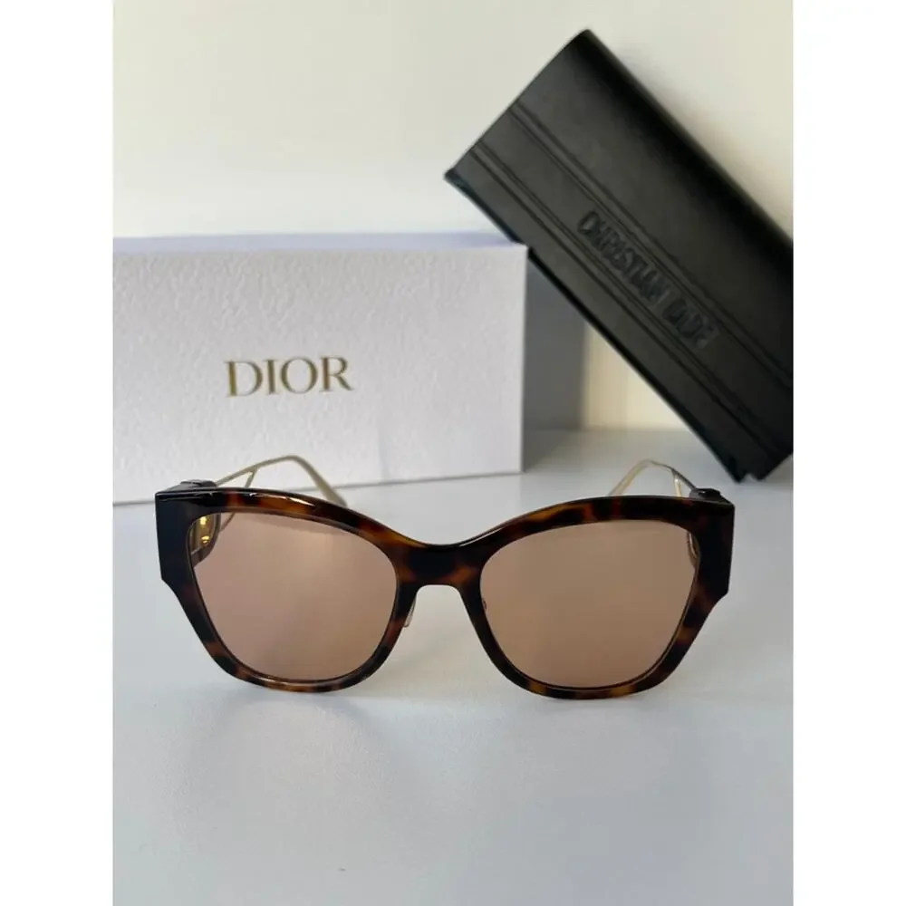 NEW Dior 30Montaigne B2U Brown Gold Cat Eye Sunglasses - Picture 6 of 9